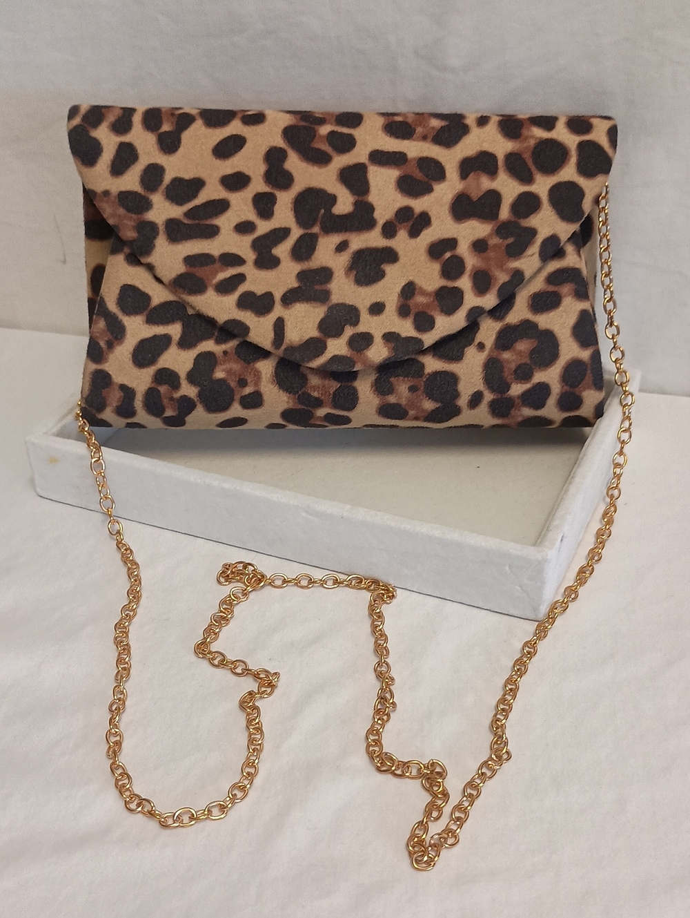 Women's Faux Suede Animal Print Evening Bag Clutch Purse - Picture 3 of 7